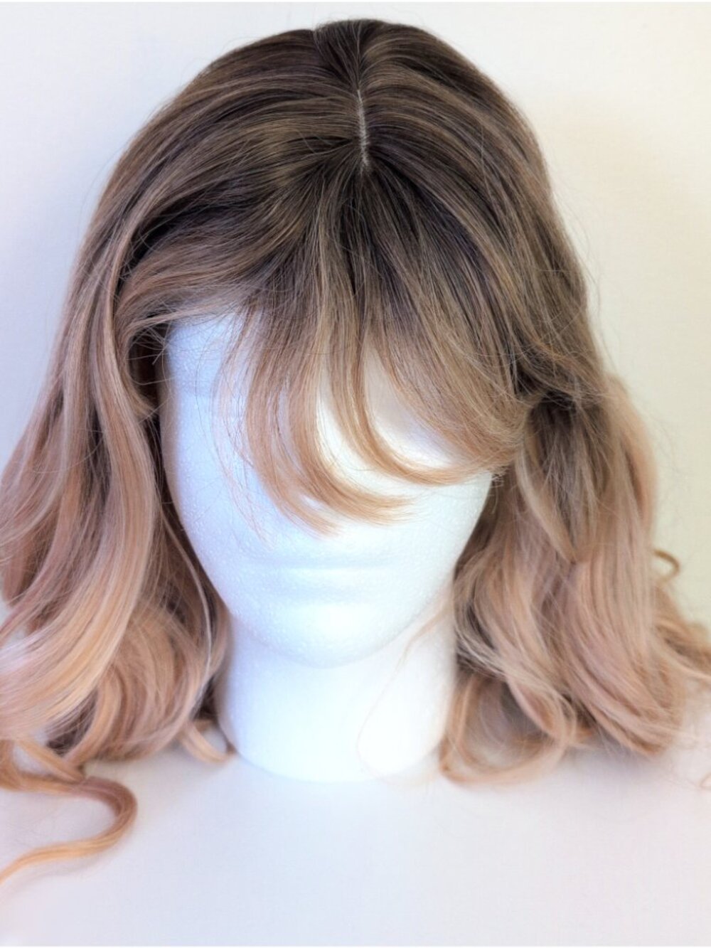 Blonde Wig Synthetic Wavy Curly Hair 22 Inches Ombre Gradient Brown Gyaru